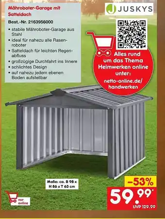 Netto Marken-Discount Juskys mähroboter-garage mit satteldach Angebot