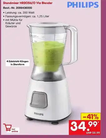 Netto Marken-Discount Philips standmixer hr2056-0 via blender Angebot