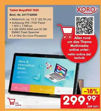 Netto Marken-Discount Xoro tablet megapad 1333 Angebot