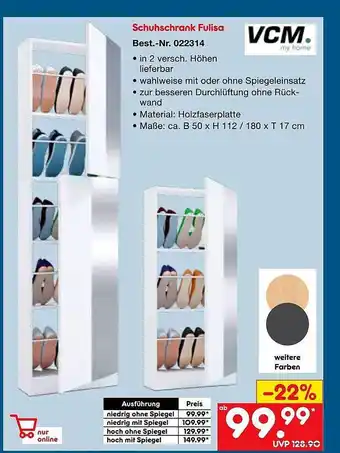 Netto Marken-Discount Vcm schuhschrank fulisa Angebot