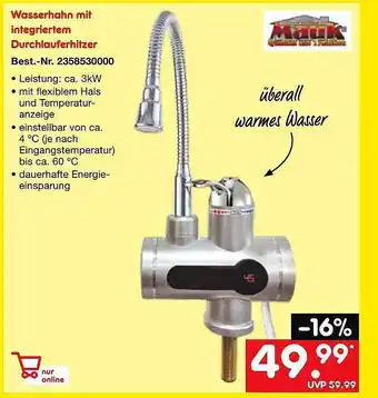 Netto Marken-Discount Mauk wasserhahn mit intergriertem durchlauferhitzer Angebot