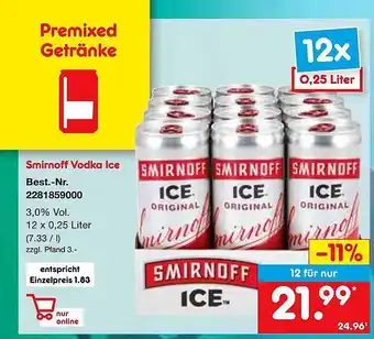 Netto Marken-Discount Smirnoff vodka ice Angebot