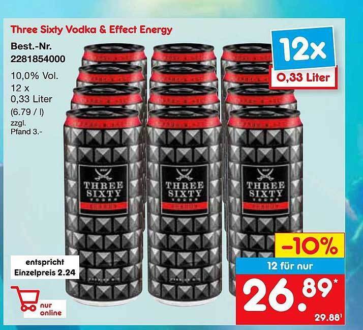 Three sixty vodka & effect energy Angebot bei Netto MarkenDiscount