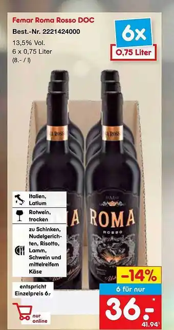 Netto Marken-Discount Femar roma rosso doc Angebot