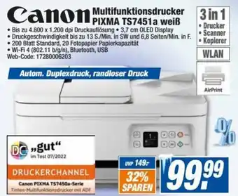 HEM Expert Canon Multifunktionsdrucker Pixma TS7451a weiß Angebot