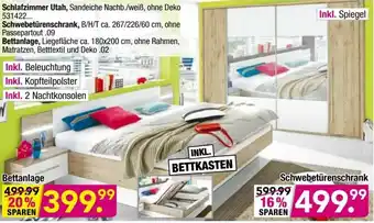 Möbel Boss Schlafzimmer Utah, Schwebetürenschrank oder Bettanlage Angebot