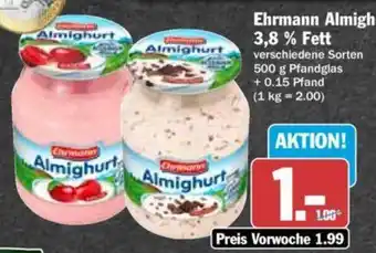 Hit Ehrmann Almighurt 3,8% Fett 500 g Angebot