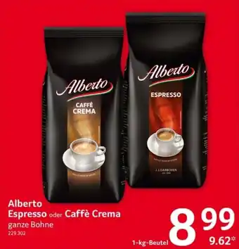 Selgros Alberto Espresso o. Caffe Crema 1kg Angebot