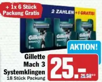 Hit Gillette Mach 3 Systemklingen 18 Stück Packung Angebot