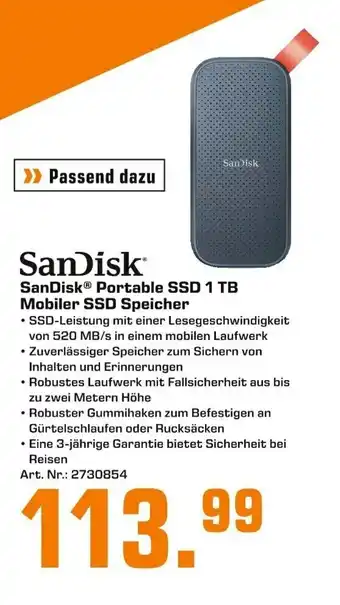 Saturn SanDisk Portable SSD 1 TB Mobiler SSD Speicher Angebot