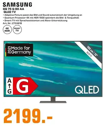 Saturn Samsung GQ75Q80AA QLED TV Angebot