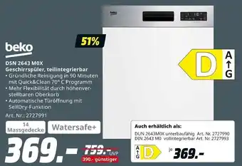 MediaMarkt beko DSN 2643 M0X Geschirrspüler, teilintegrierbar Angebot