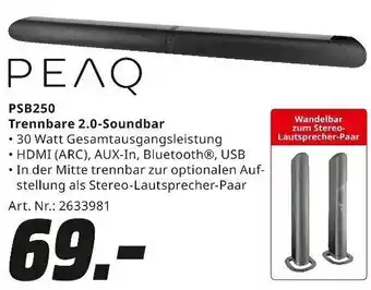 MediaMarkt PEAQ PSB250 Trennbare 2.0 Soundbar Angebot