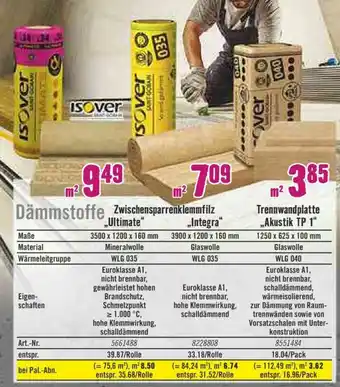 Hornbach Dämmstoffe  Zwischensparrenklemmfilz Angebot