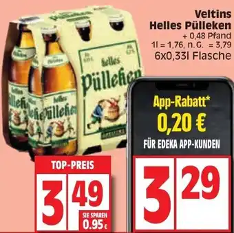 Edeka Veltins Helles Pülleken 6x0,33L Flasche Angebot