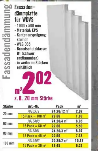 Hornbach Fassadendämmplatte für WDVS Angebot