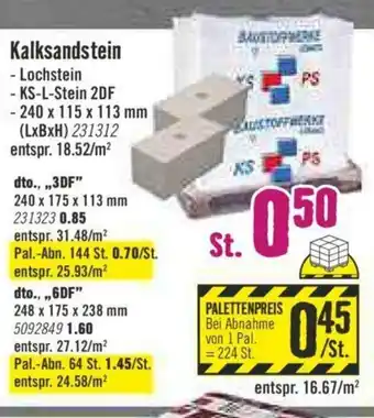 Hornbach Kalksandstein Angebot