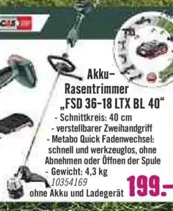 Hornbach Akku Rasentrimmer FSD 36-18 LTX BL 40 Angebot