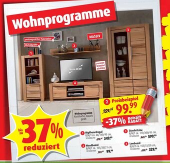 ROLLER Wohnprogramm Highboardregal, Wandboard, Standvitrine oder Lowboard Angebot