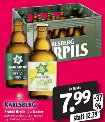 Wasgau Karlsberg Stubbi Urpils oder Radler 20x0,33L Angebot