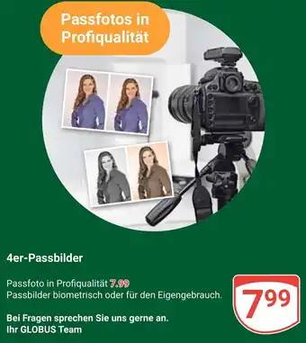 Globus Passfotos in Profiqualität 4er Passbilder Angebot