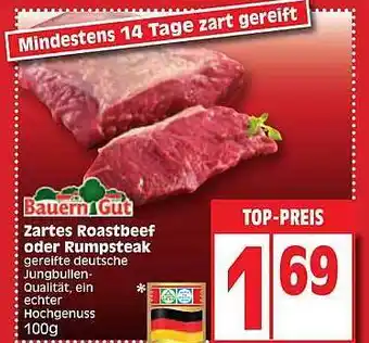 Edeka Bauerngut zartes roastbeef oder rumpsteak Angebot