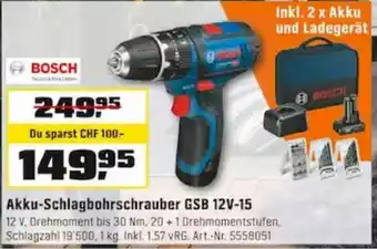 OBI Bosch Akku Schlagbohrschrauber GSB 12V-15 Angebot