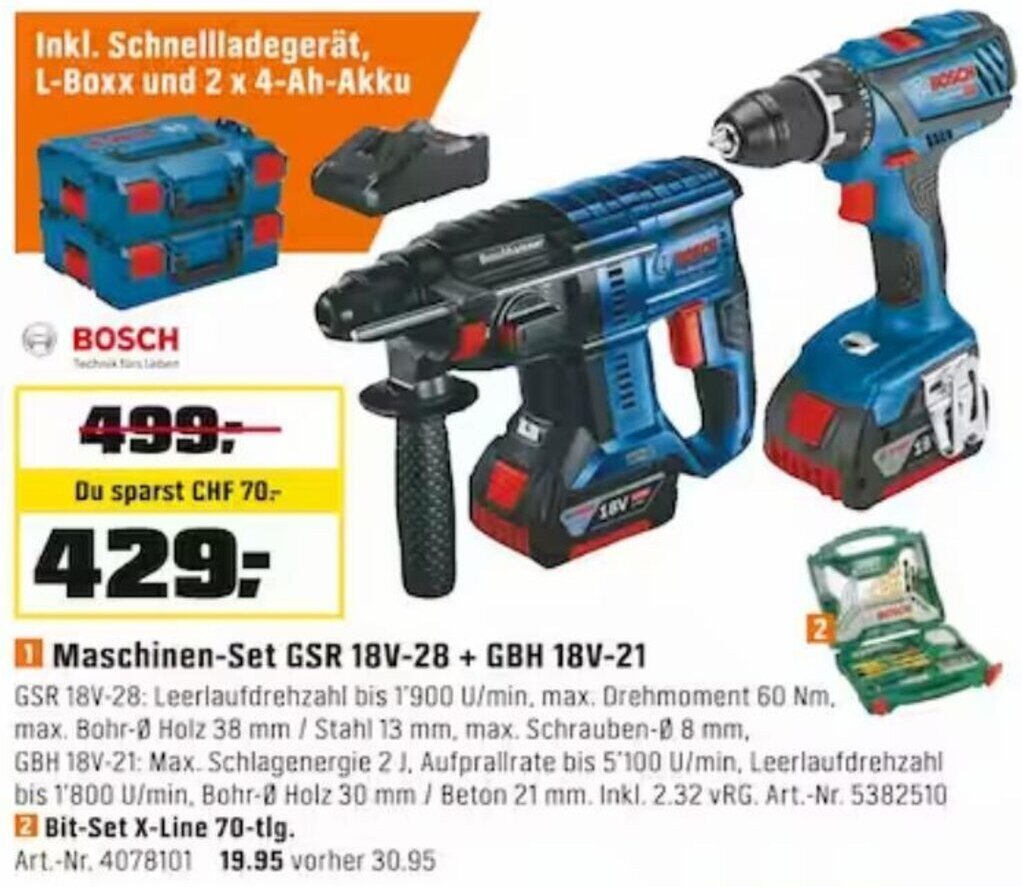 Bosch Maschinen Set GSR 18V28 + GBH 18V21 Angebot bei OBI