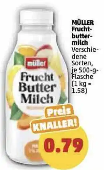 PENNY Müller Fruchtbuttermilch 500 g Flasche Angebot