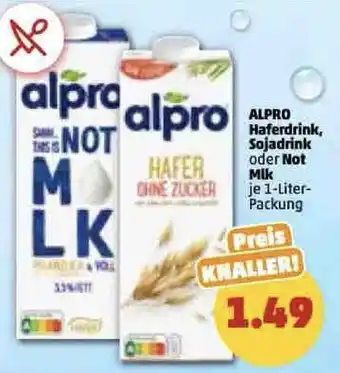 PENNY Alpro Haferdrink, Sojadrink oder Not Milk 1 Liter Packung Angebot