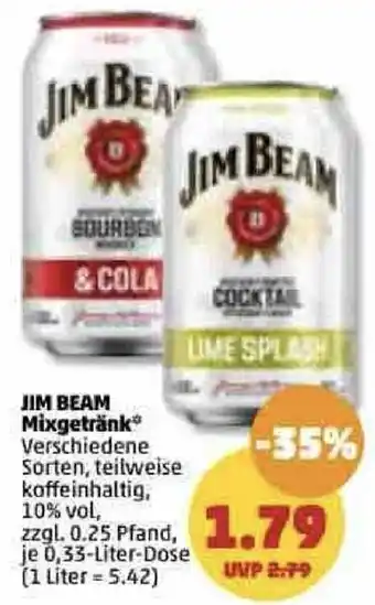 PENNY Jim Beam Mixgetränk 0,33 Liter Dose Angebot