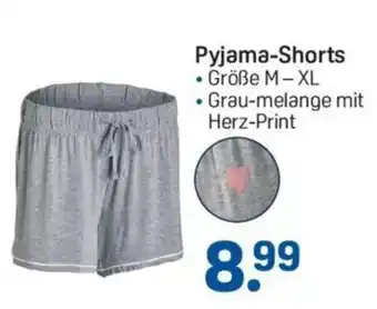 Rossmann Pyjama Shorts Grai-melange mit Herz-Print M-XL Angebot