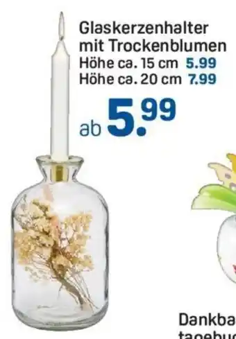 Rossmann Glaskerzenhalter mit Trockenblumen Höhe ca. 15 cm Angebot