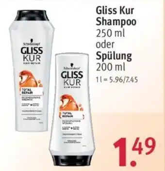 Rossmann Gliss Kur Shampoo 250 ml oder Spülung 200 ml Angebot