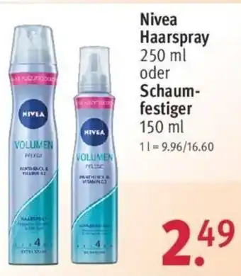 Rossmann Nive Haarspray 250 ml oder Schaumfestiger 150 ml Angebot