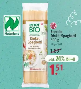 Rossmann Enerbio Dinkel Spaghetti 500 g Angebot