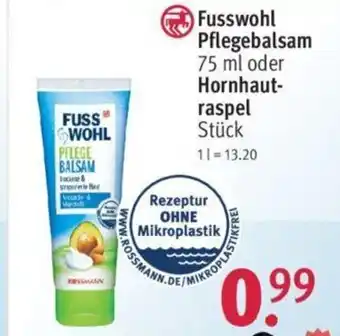 Rossmann Fusswohl Pflegebalsam 76 ml oder Hornhautraspel Stück Angebot