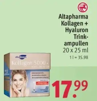 Rossmann Altapharma Kollagen + Hyaluron Trinkampullen 20 x25 ml Angebot