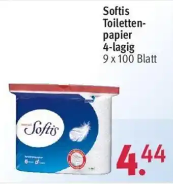 Rossmann Softis Toilettenpapier 4-lagig 9 x 100 Blatt Angebot