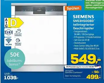 Euronics XXL Siemens sn53hsoobd teilintegrierter geschirrspüler Angebot