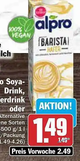 AEZ Alpro soya-drink, haferdrink Angebot