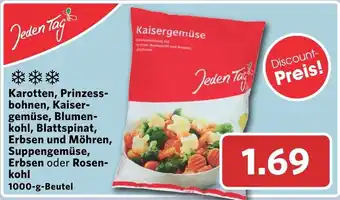 Combi Jeden Tag Karotten, Blattspinat, Erbsen und Mohren......1kg Angebot