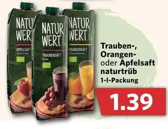 Combi Natur Wert Trauben-, Orangen- oder Apfelsaft naturtrub 1L Angebot