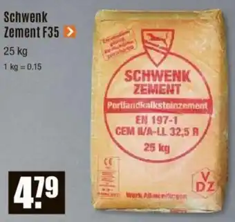 V Baumarkt Schwenk Zement F35, 25 kg Angebot