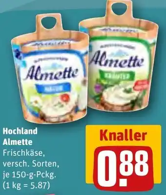REWE Hochland Almette 150 g Pckg. Angebot