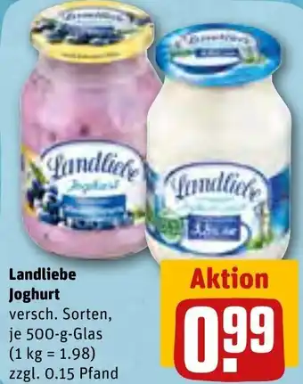 REWE Landliebe Joghurt 500 g Glas Angebot