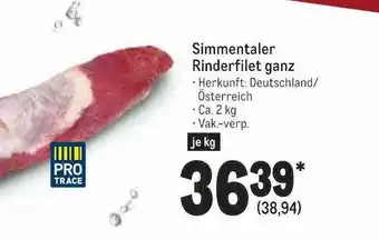 METRO Simmentaler rinderfilet ganz pro trace Angebot