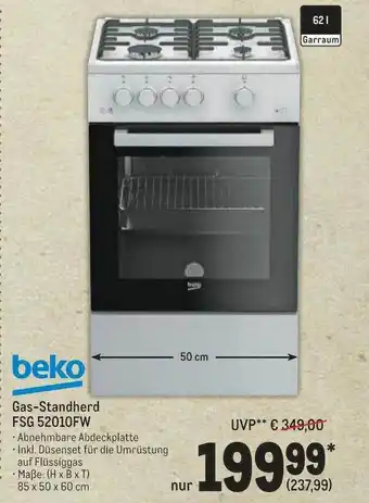 METRO Beko gas-standherd fsg 52010fw Angebot