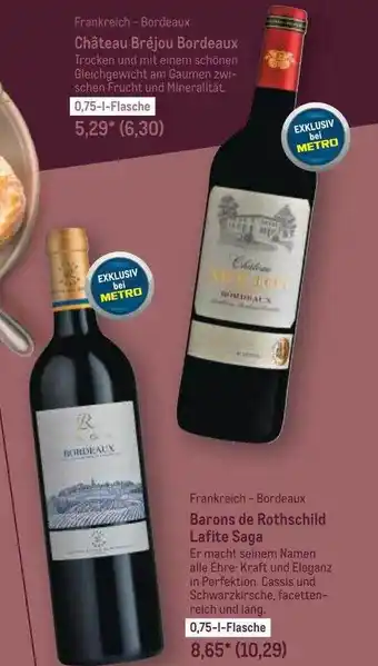 METRO Château bréjou bordeaux oder barons de rothschild lafite sage Angebot