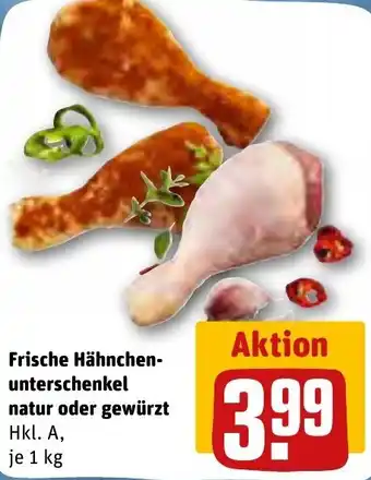 REWE Frische Hähnchenunterschenkel natur oder gewürzt 1 kg Angebot